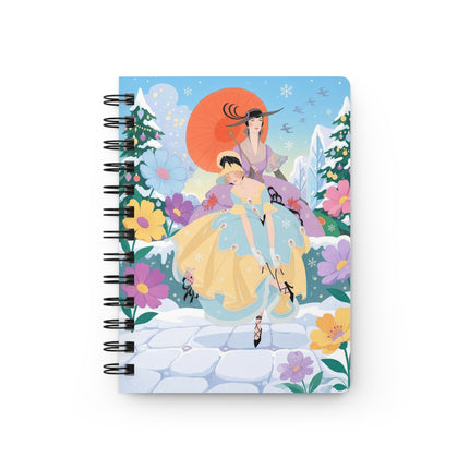 🌂❄️ The Winter Parasol Garden Spiral Notebook – Art Deco Holiday Fantasy