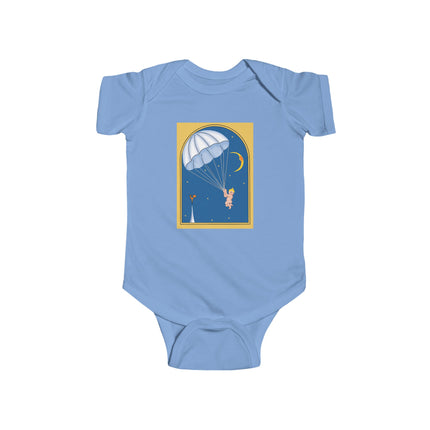 Flight of Wonder Baby Bodysuit – Vintage Parachute Arrival & Whimsical Sky Journey