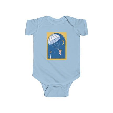 Flight of Wonder Baby Bodysuit – Vintage Parachute Arrival & Whimsical Sky Journey