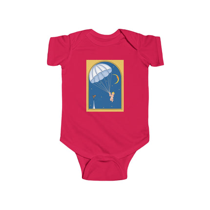 Flight of Wonder Baby Bodysuit – Vintage Parachute Arrival & Whimsical Sky Journey