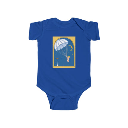 Flight of Wonder Baby Bodysuit – Vintage Parachute Arrival & Whimsical Sky Journey
