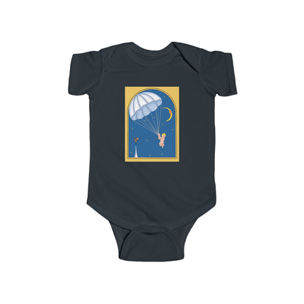 Flight of Wonder Baby Bodysuit – Vintage Parachute Arrival & Whimsical Sky Journey