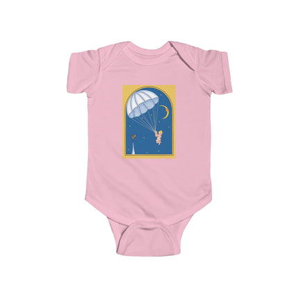 Flight of Wonder Baby Bodysuit – Vintage Parachute Arrival & Whimsical Sky Journey