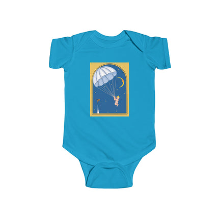 Flight of Wonder Baby Bodysuit – Vintage Parachute Arrival & Whimsical Sky Journey