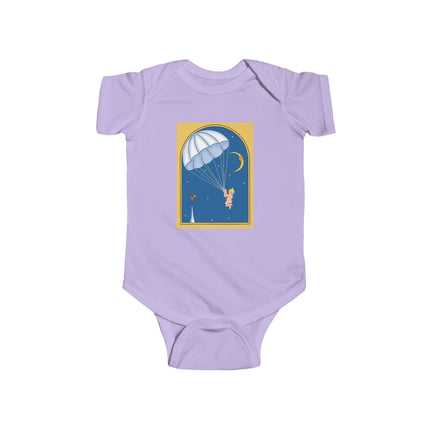 Flight of Wonder Baby Bodysuit – Vintage Parachute Arrival & Whimsical Sky Journey