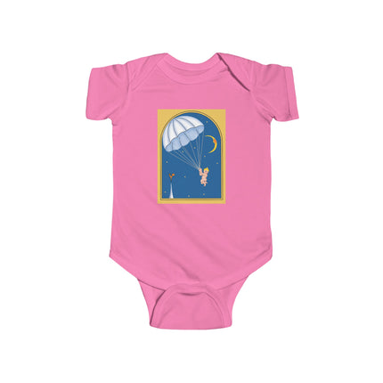 Flight of Wonder Baby Bodysuit – Vintage Parachute Arrival & Whimsical Sky Journey