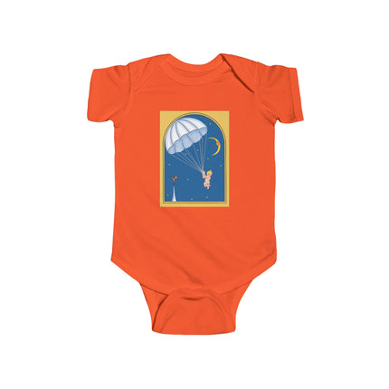 Flight of Wonder Baby Bodysuit – Vintage Parachute Arrival & Whimsical Sky Journey