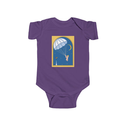 Flight of Wonder Baby Bodysuit – Vintage Parachute Arrival & Whimsical Sky Journey