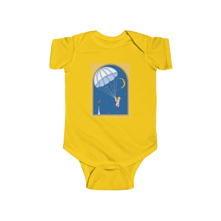 Flight of Wonder Baby Bodysuit – Vintage Parachute Arrival & Whimsical Sky Journey