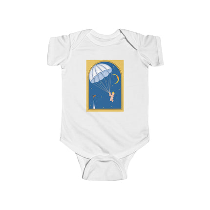 Flight of Wonder Baby Bodysuit – Vintage Parachute Arrival & Whimsical Sky Journey