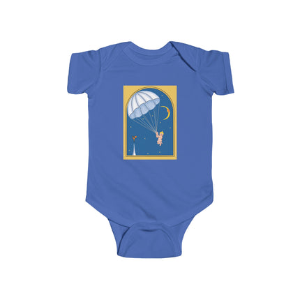 Flight of Wonder Baby Bodysuit – Vintage Parachute Arrival & Whimsical Sky Journey