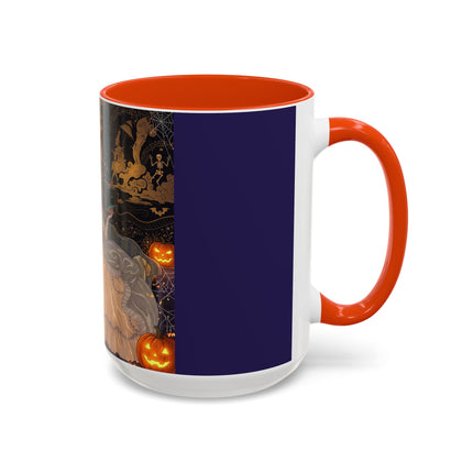🌙🎃 The Moonlit Parlor Masquerade Colorful Mug – Elegant Halloween Romance