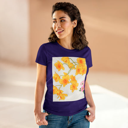 Golden Bow Orchid Women's Midweight Cotton Tee