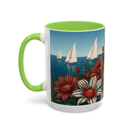 ⛵🌹 The Seaside Rose Traveler Colorful Mug – Art Deco Floral Elegance