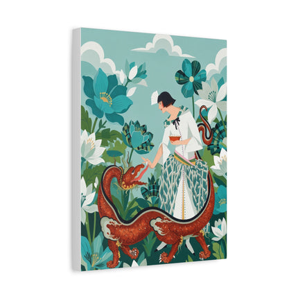 🐉🌿 The Dragon Keeper Placemat – Art Deco Floral Fantasy