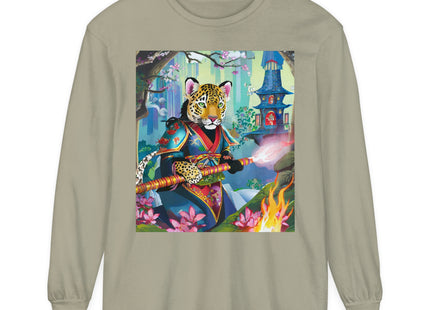 Cyberpunk Leopard Garment-dyed Long Sleeve T-Shirt