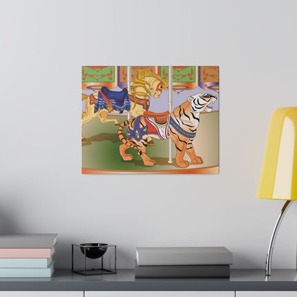 Carousel Splendor – Golden Horse and Tiger on a Whimsical Ride