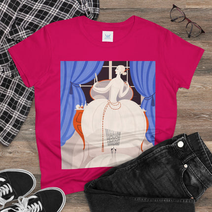 🦢💎 The Ivory Midnight Muse Cotton Tee – Art Deco Fashion Elegance