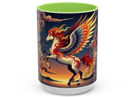 Flame-Winged Horse at Sunset Colorful Mugs (11oz, 15oz)