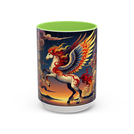Flame-Winged Horse at Sunset Colorful Mugs (11oz, 15oz)
