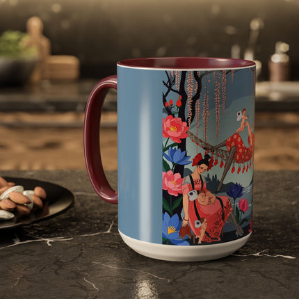 The Ladies Of The Enchanted Hammock Colorful Mugs – Art Deco Whimsical Garden Elegance