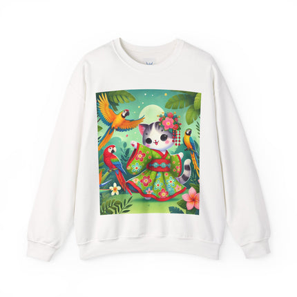 Parrot Dance of the Geisha Kitten Heavy Blend™ Crewneck Sweatshirt