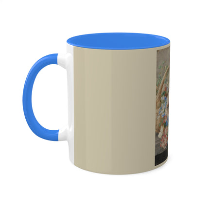 A Basket with Flowers by Herman Henstenburgh Colorful Mugs, 11oz