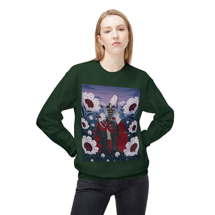 🎭🌹 The Crimson Garden Masquerade Midweight Crewneck Sweatshirt – Art Deco Floral Fantasy