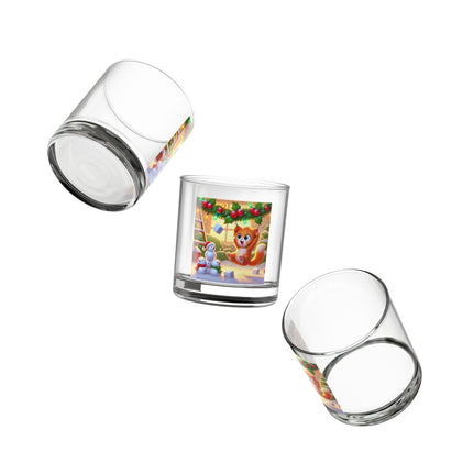 Naughty or Nice Kitten Christmas Rocks Glass, 10oz