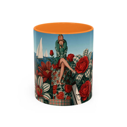 ⛵🌹 The Seaside Rose Traveler Colorful Mug – Art Deco Floral Elegance