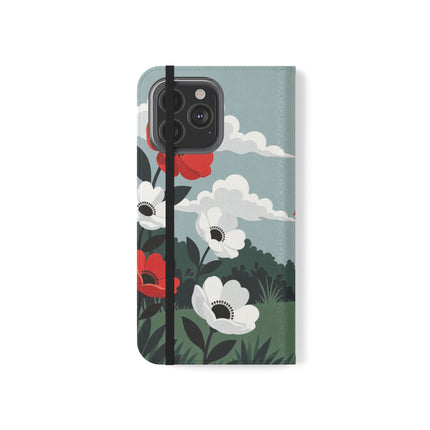 🌺🎩 The Ladies Of The Scarlet Garden Flip Case – Art Deco Floral Adventure