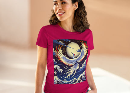 Majestic White Crane Women's Midweight Cotton Tee