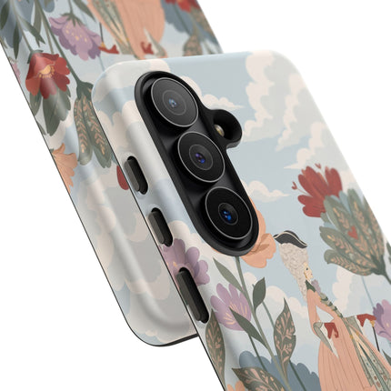 🌹🐈 The Lady And Puss In Boots Phone Case – Art Deco Floral Whimsy