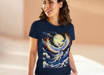 Majestic White Crane Women's Midweight Cotton Tee