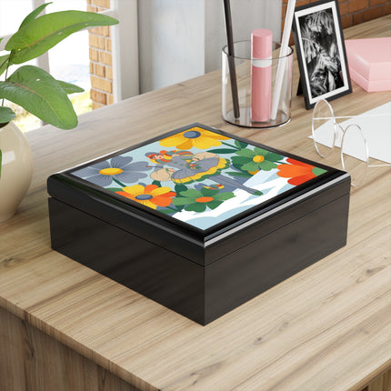 ❄️🌼 The Winter Flower Wanderer Jewelry Box – Colorful Art Deco Snow Fantasy