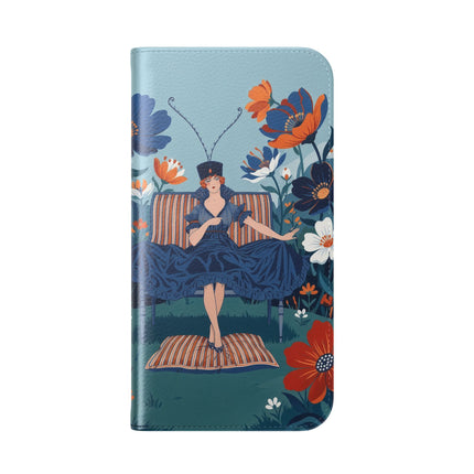 🌺🎩 The Lady Of The Grand Flower Garden Flip Case – Art Deco Floral Fantasy
