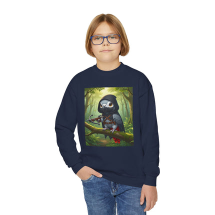The African Grey Sentinel Youth Crewneck Sweatshirt – Wisdom, Courage & Woodland Adventure