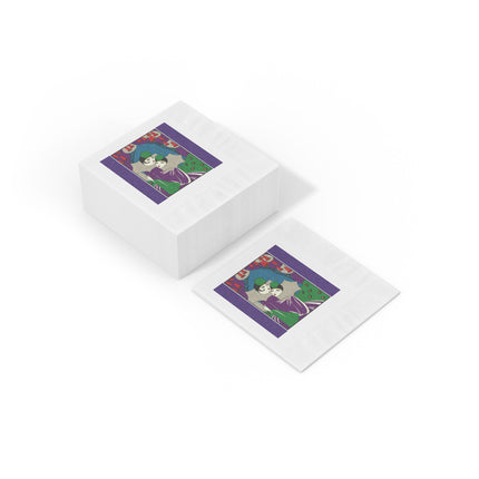 Two Pierrots White Coined Napkins