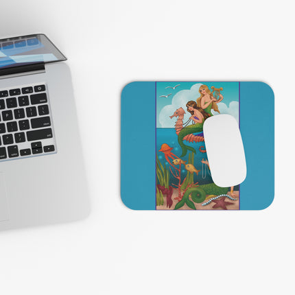Three Mermaids with Strings of Pearls by Carlo Chiostri Mouse Pad, Rectangle