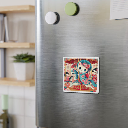 Geisha Kitten's Enchanted Carousel Ride Die-Cut Magnets (5 Sizes)
