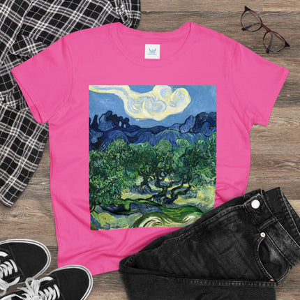 Olive Trees by Vincent Van Gogh Women's Midweight Cotton Tee