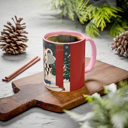 ❄️✨ The Winter Couture Promenade Colorful Mug – Art Deco Holiday Elegance