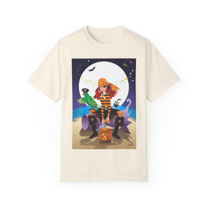 Moonlit Pirate Halloween Unisex Garment-Dyed T-shirt