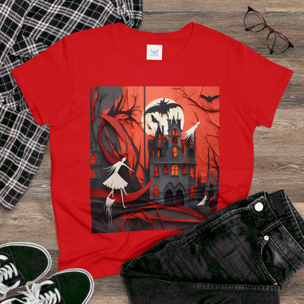 Halloween Night Scene Women's Midweight Cotton Tee