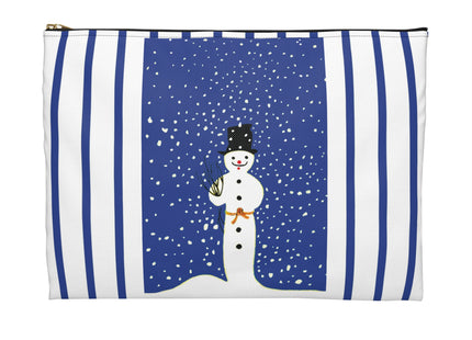Snowman in Falling Snow Accessory Pouch