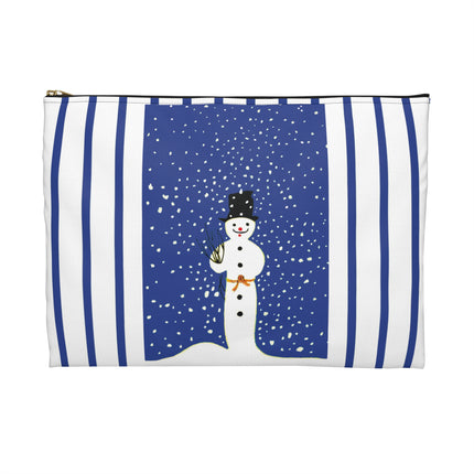 Snowman in Falling Snow Accessory Pouch