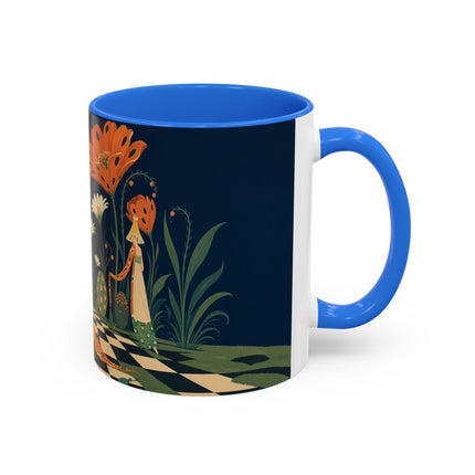 🌼🧡 The Midnight Floral Masquerade Colorful Mug – Art Deco Fashion Fantasy