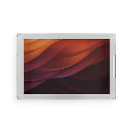 Wave Pattern with Intertwined Hues of Orange, Rose, Maroon, and Purple Acrylic Serving Tray