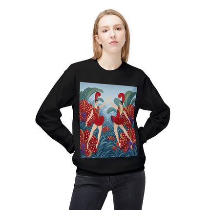 🎭🌺 The Scarlet Flower Garden Dancers Midweight Crewneck Sweatshirt – Art Deco Floral Whimsy
