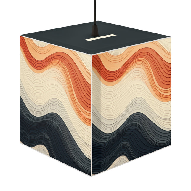 Wave Pattern in Hues of Beige, Orange, Grey, and Black Light Cube Lamp